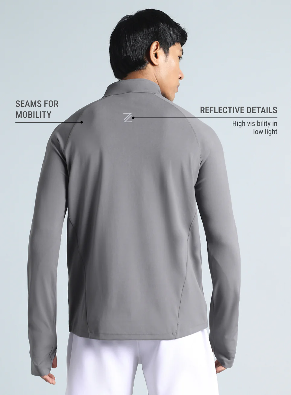Men's Dark Grey Night Runner's Half Placket Jacket - Image 6