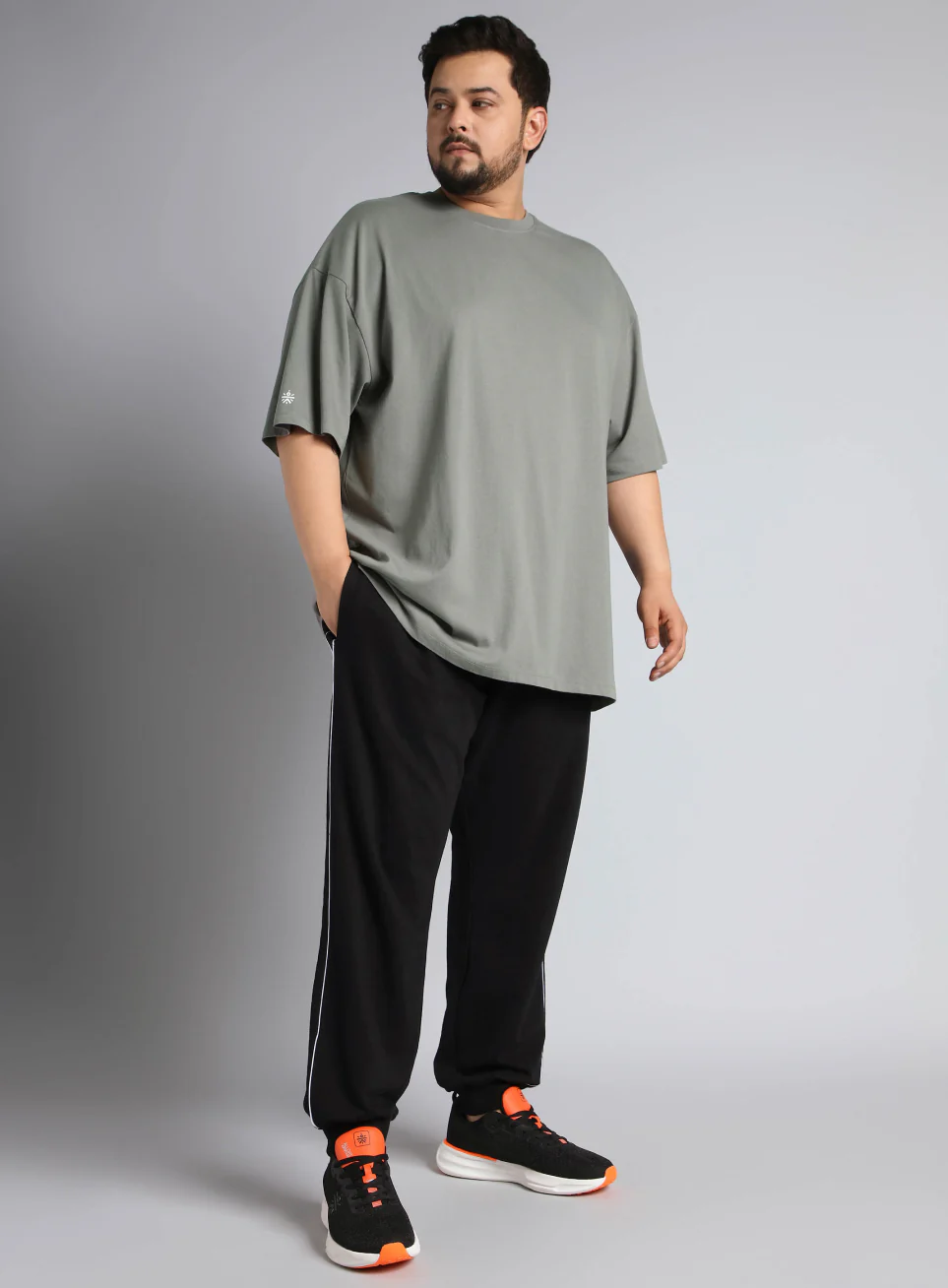 Men's Dark Grey One More Rep Graphic Plus Size Oversized fit T-shirt - Image 2