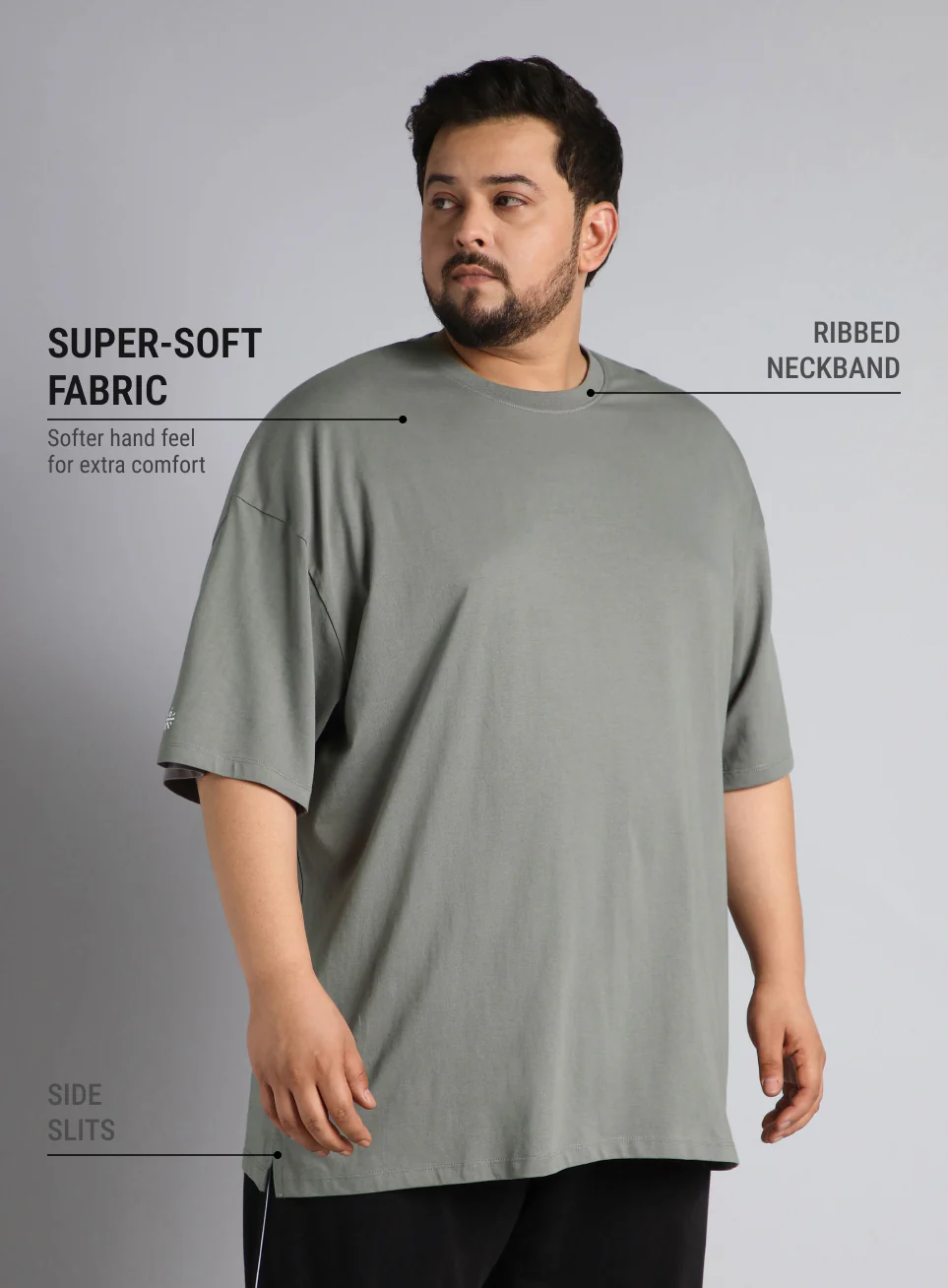Men's Dark Grey One More Rep Graphic Plus Size Oversized fit T-shirt - Image 5