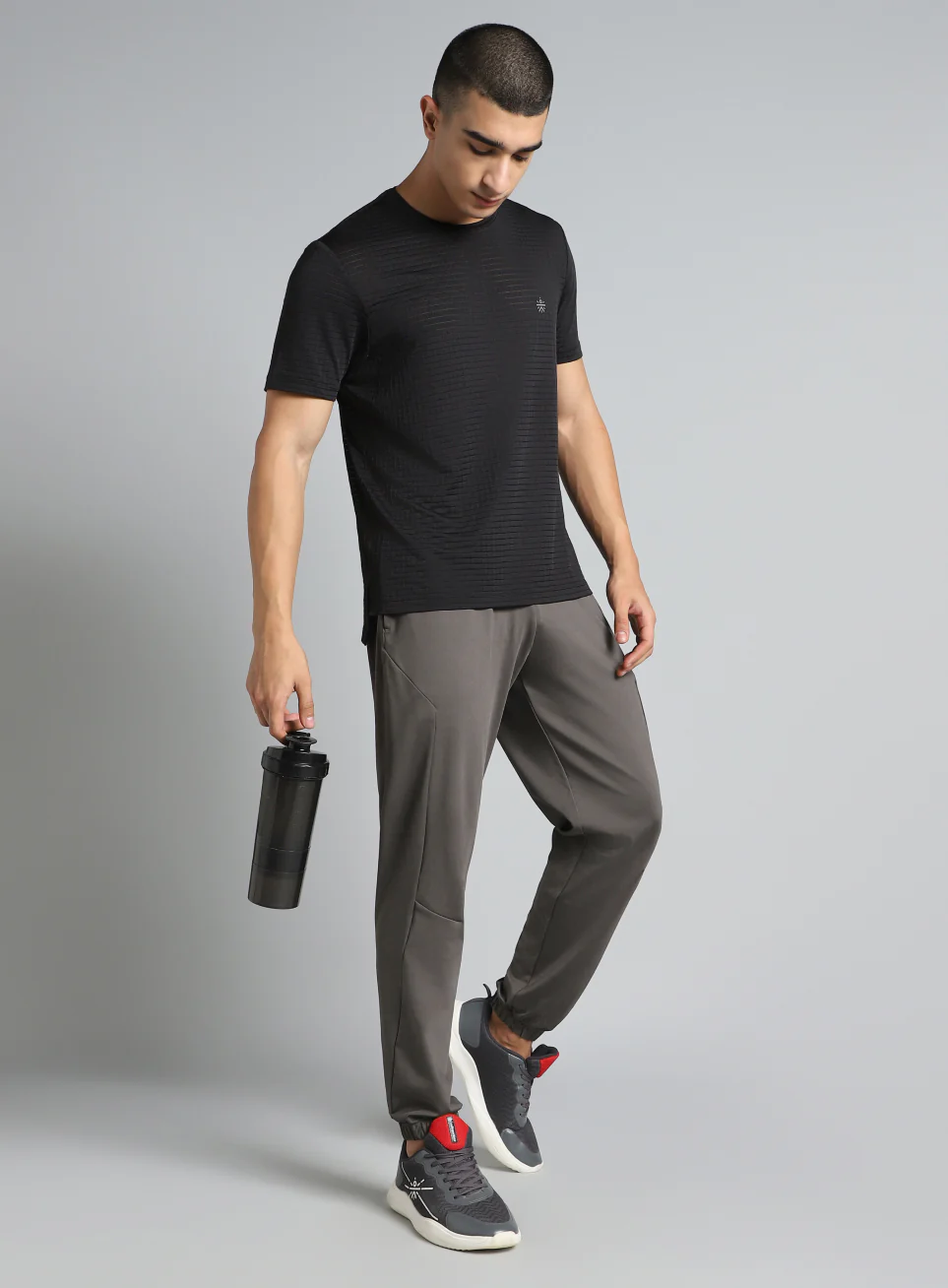 Men's Dark Grey Pace Up Running Joggers - Image 3