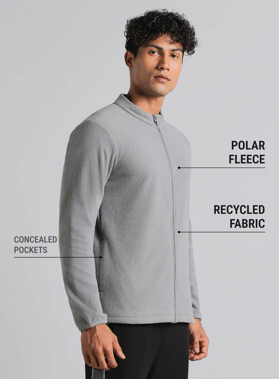 Men's Dark Grey Performance Pro Training Fleece Jacket - Image 5