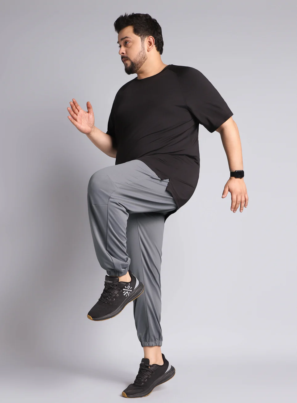 Men's Dark Grey Plus Size Night Joggers - Image 2