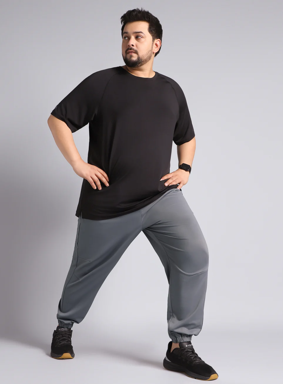 Men's Dark Grey Plus Size Night Joggers - Image 3