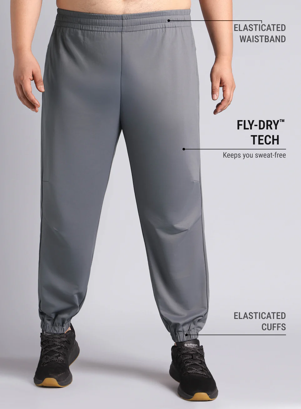 Men's Dark Grey Plus Size Night Joggers - Image 4