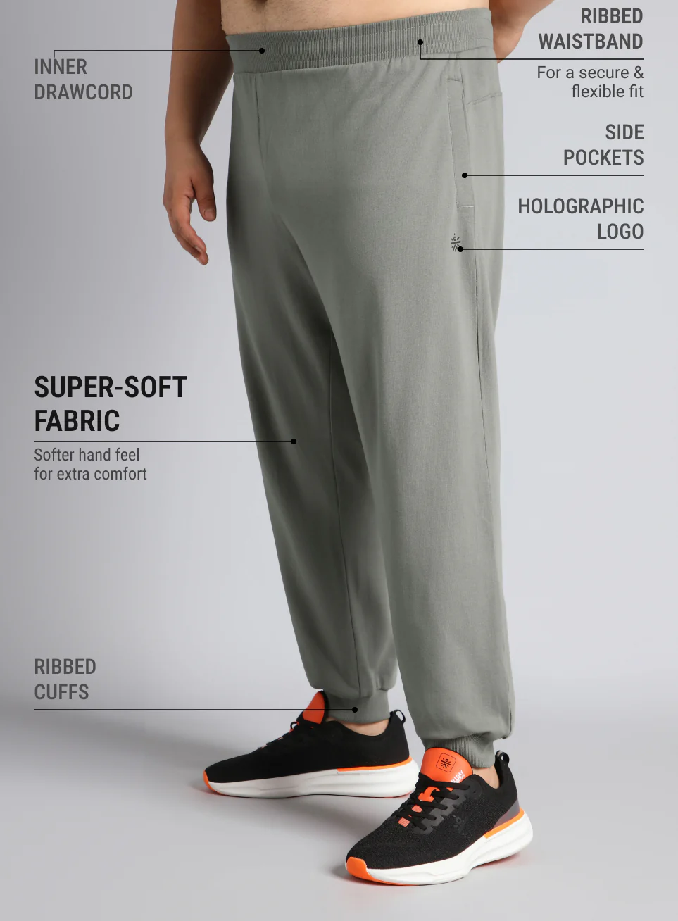Men's Dark Grey Plus Size Training Essential Joggers - Image 5