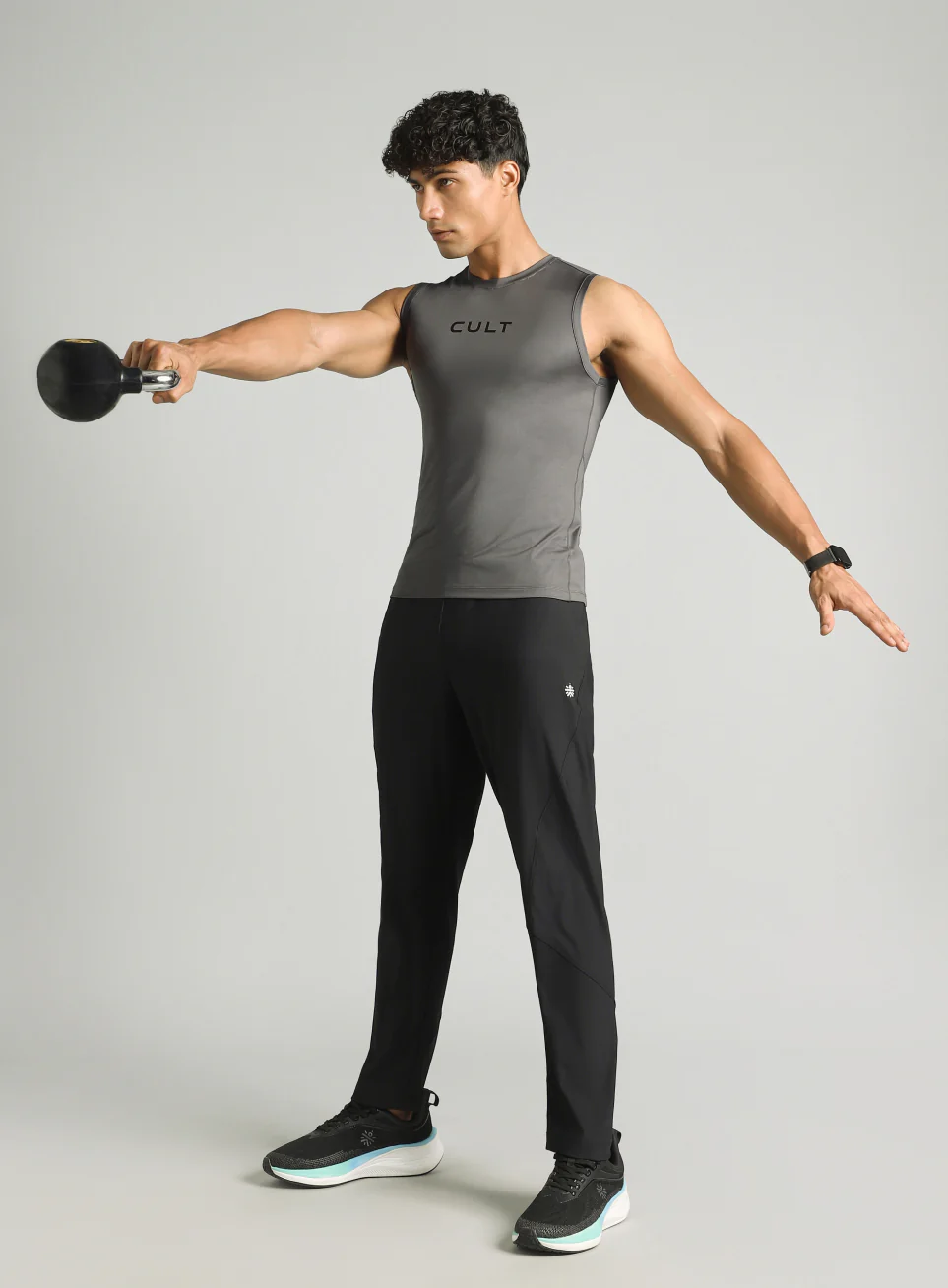 Men's Dark Grey Power Lifter Compression T-shirt - Image 3