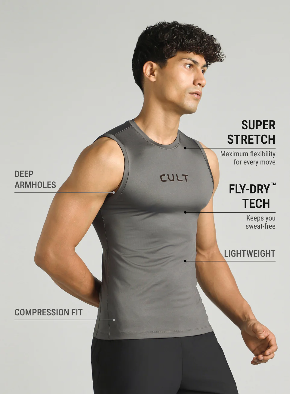Men's Dark Grey Power Lifter Compression T-shirt - Image 5