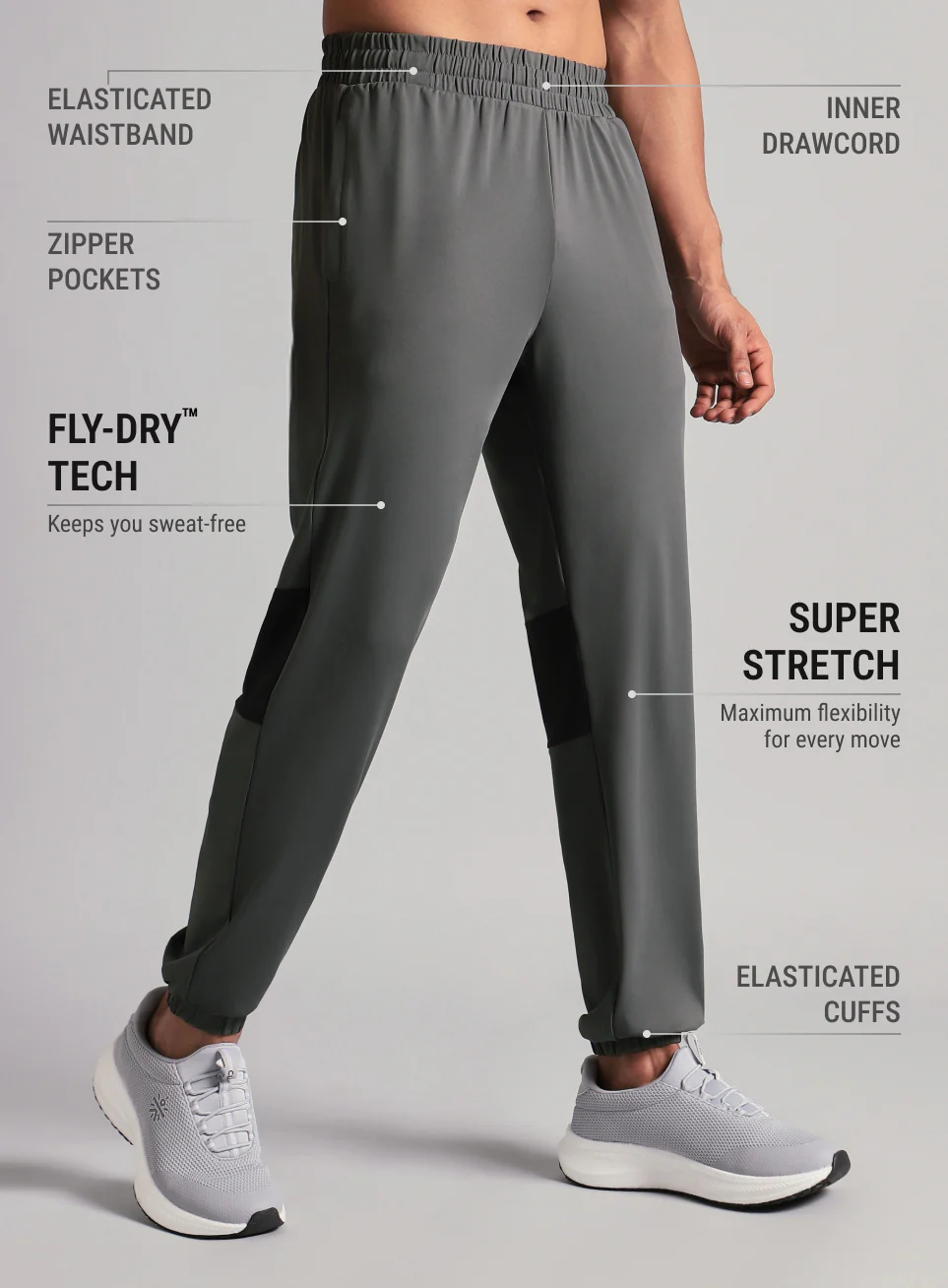 Men's Dark Grey Power Pop Active Joggers - Image 5