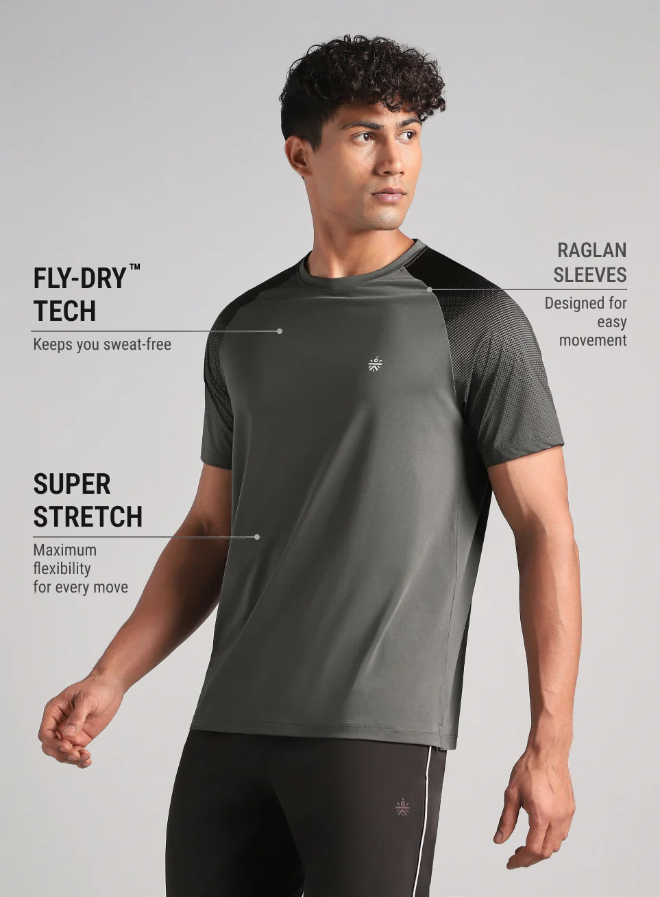 Men's Dark Grey Power Pop Training T-Shirt - Image 5