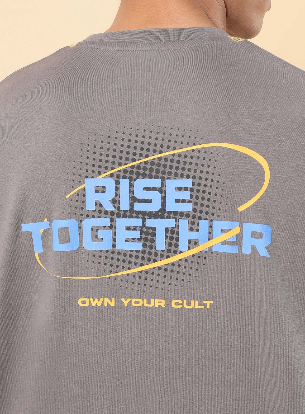 Men's Dark Grey Rise Together Oversized fit T-shirt - Image 8
