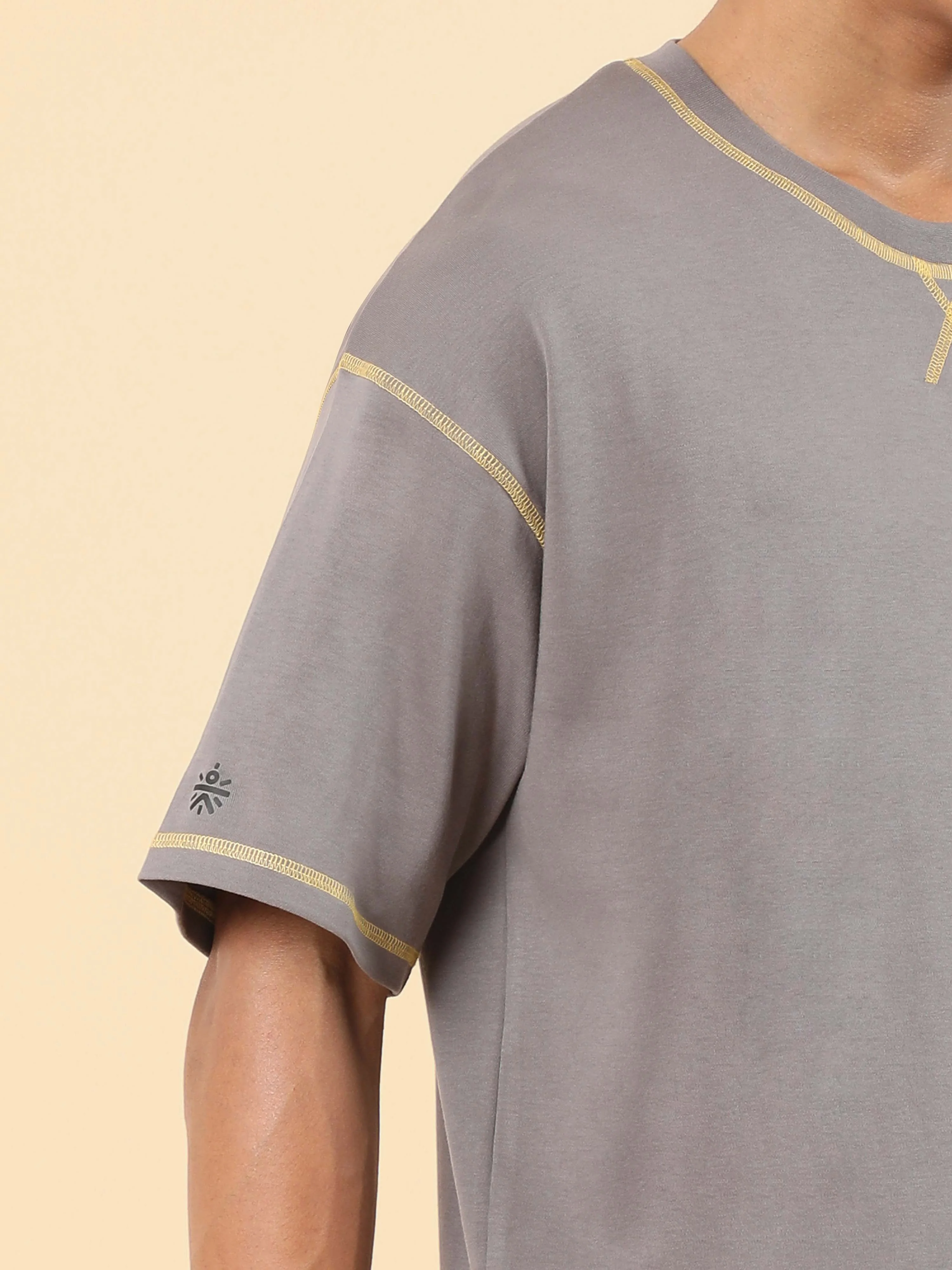 Men's Dark Grey Rise Together Oversized fit T-shirt - Image 9