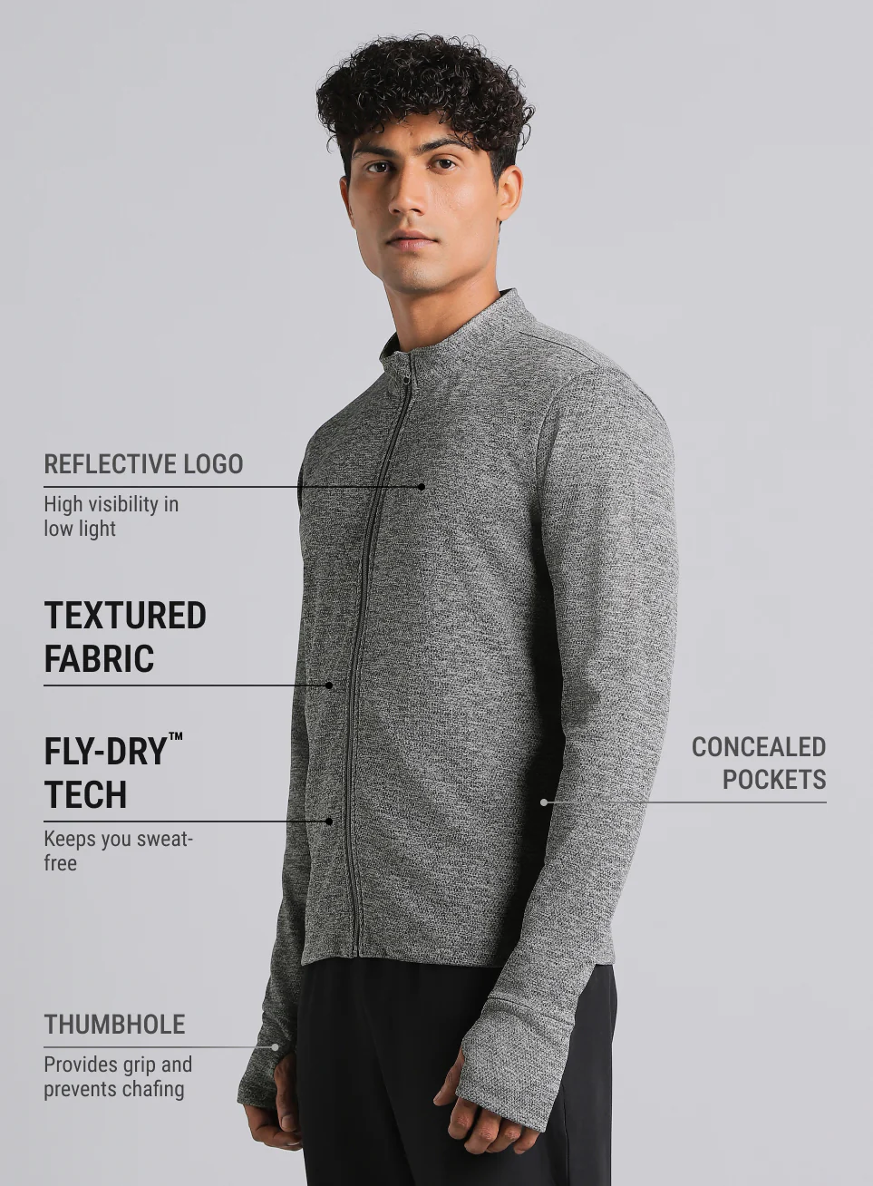 Men's Dark Grey Run Elevate All Weather Jacket - Image 5