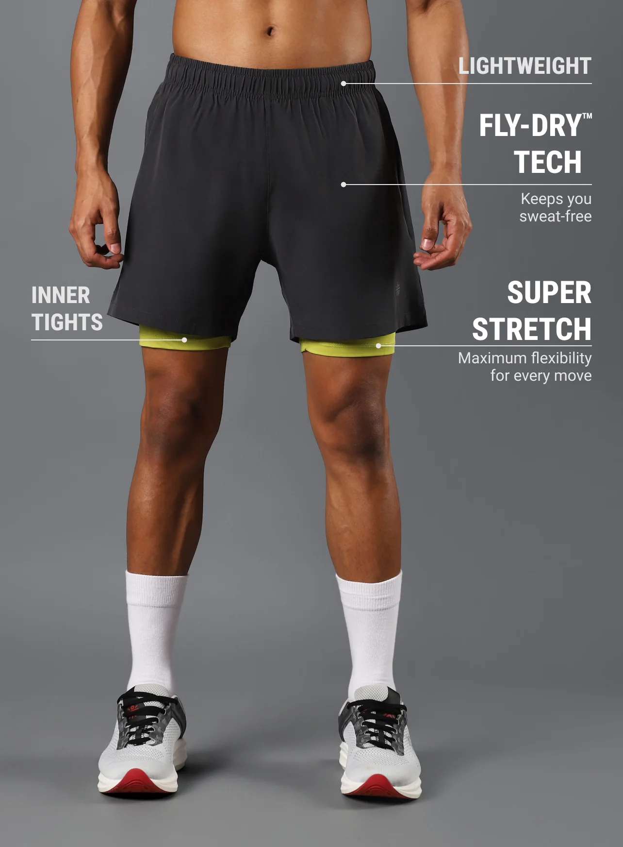 Men's Dark Grey Run Elevate Shorts - Image 4