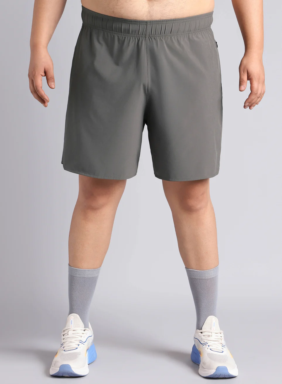 Men's Dark Grey Runner's Essential Plus Size Shorts - Image 4