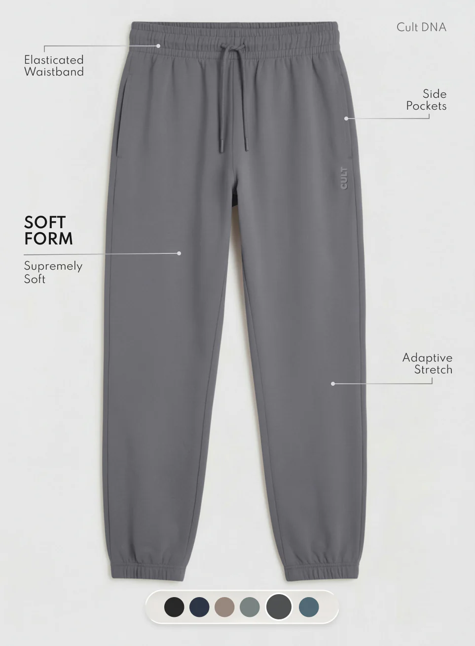 Men's Dark Grey Soft Form Classic Joggers - Image 4