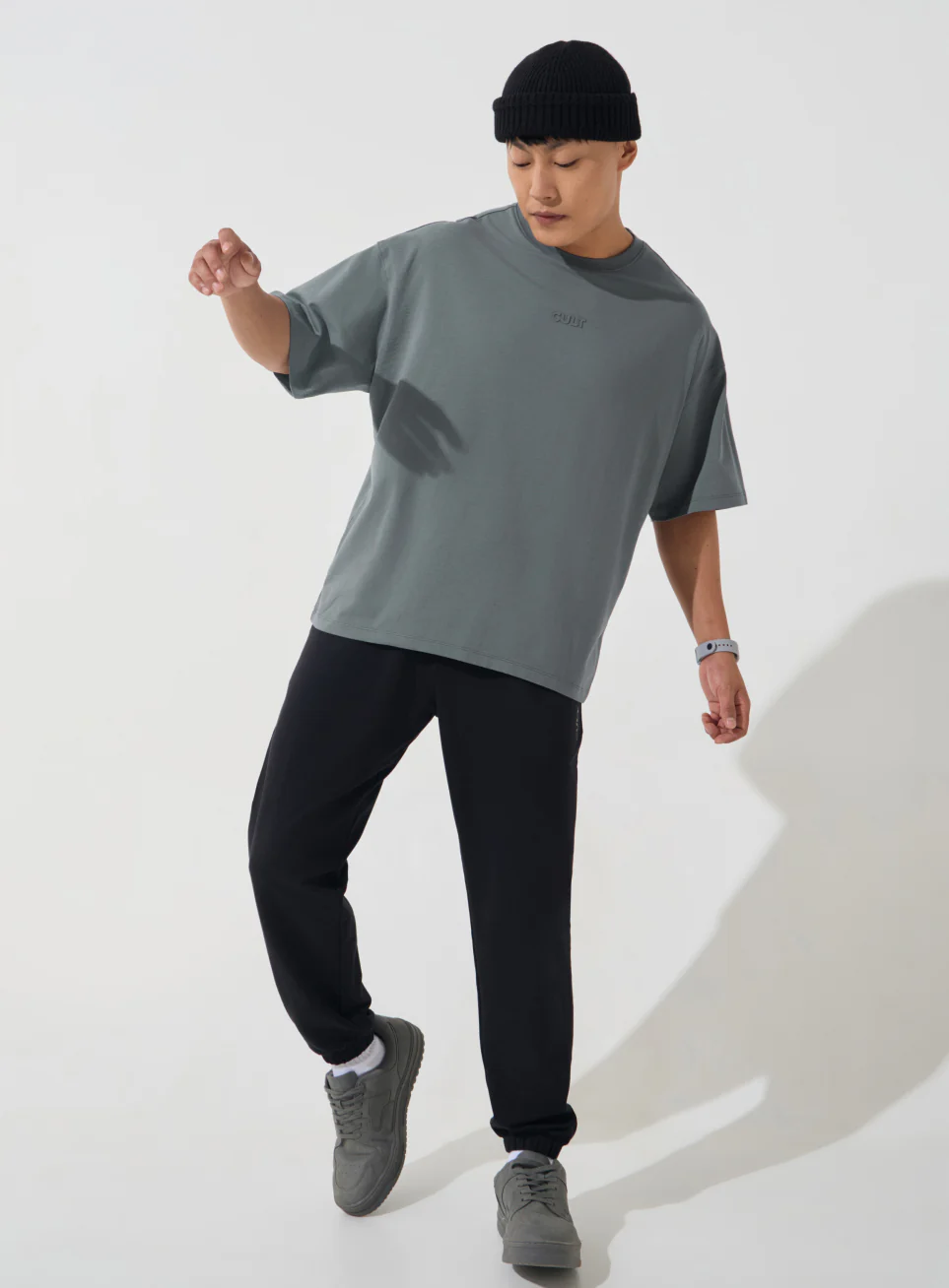 Men's Dark Grey Soft Form Oversized T-shirt - Image 2