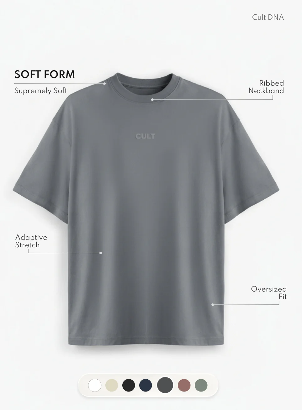 Men's Dark Grey Soft Form Oversized T-shirt - Image 4