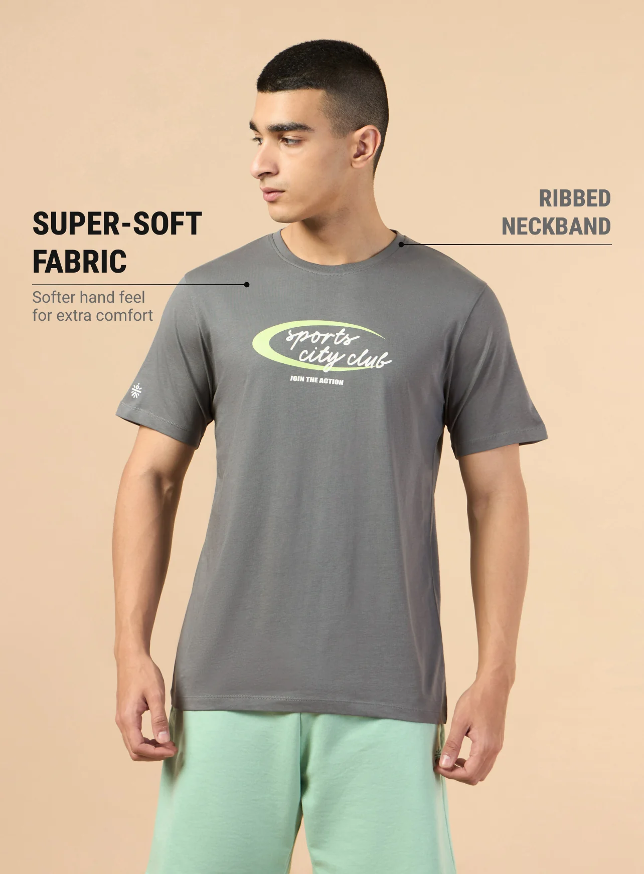 Men's Dark Grey Sports City Club Graphic T-shirt - Image 4