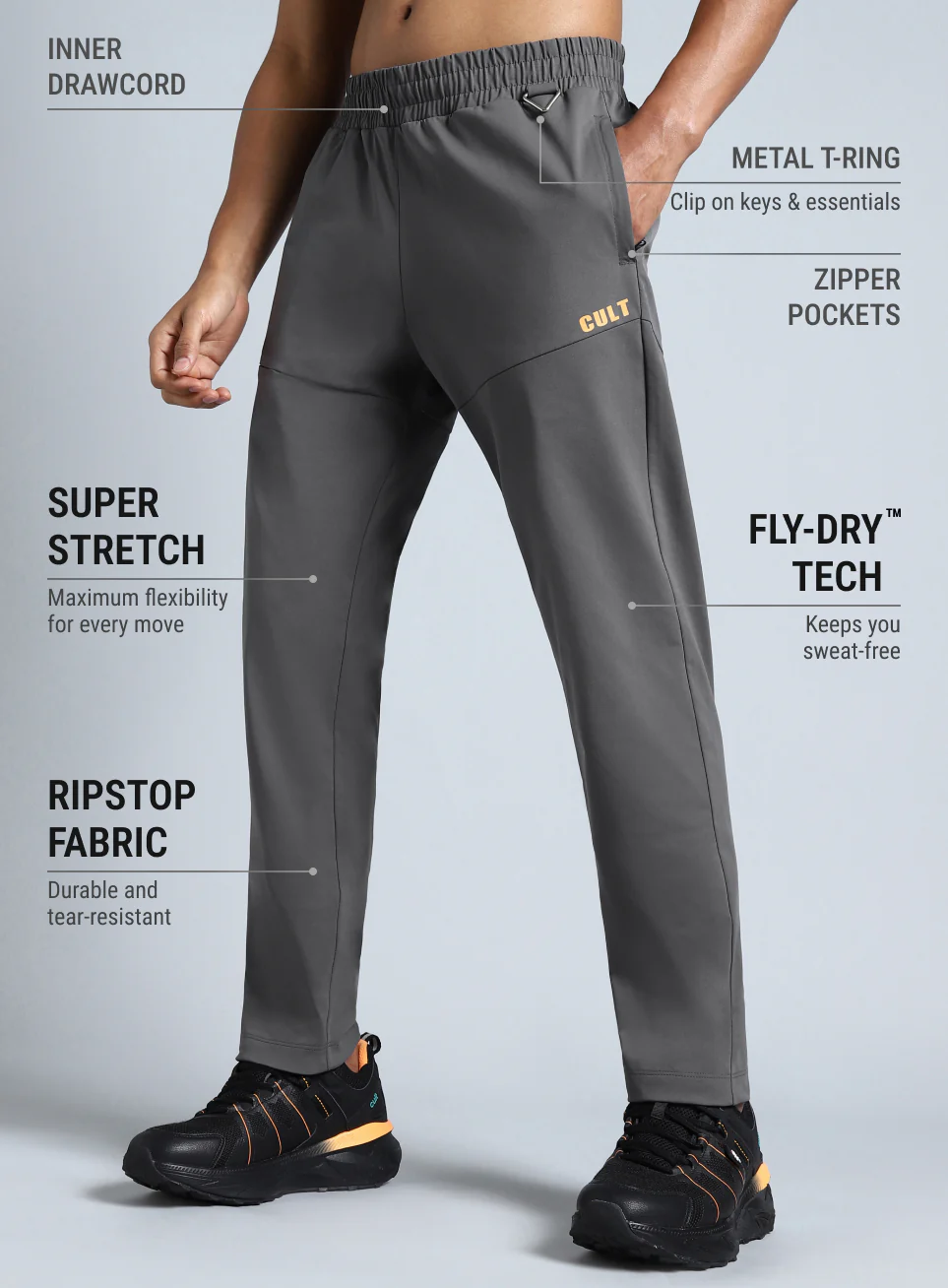 Men's Dark Grey Trail Blaze Outdoor Trackpants - Image 5