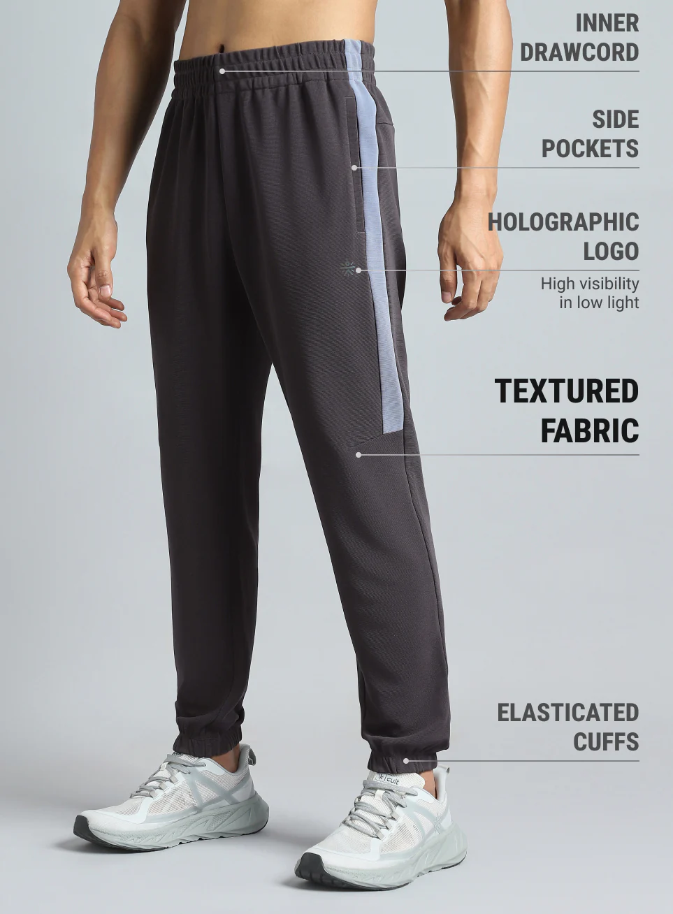 Men's Dark Grey Training Sculpted Joggers - Image 5
