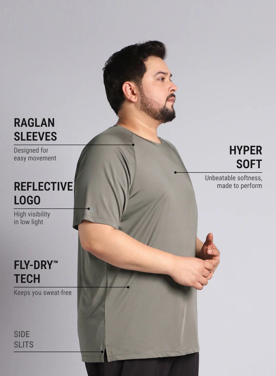 Men's Dark Grey Ultimate Running Plus Size regular fit T-shirt - Image 5