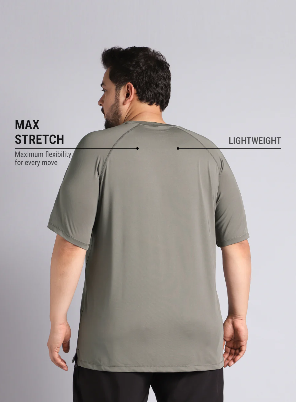 Men's Dark Grey Ultimate Running Plus Size regular fit T-shirt - Image 6