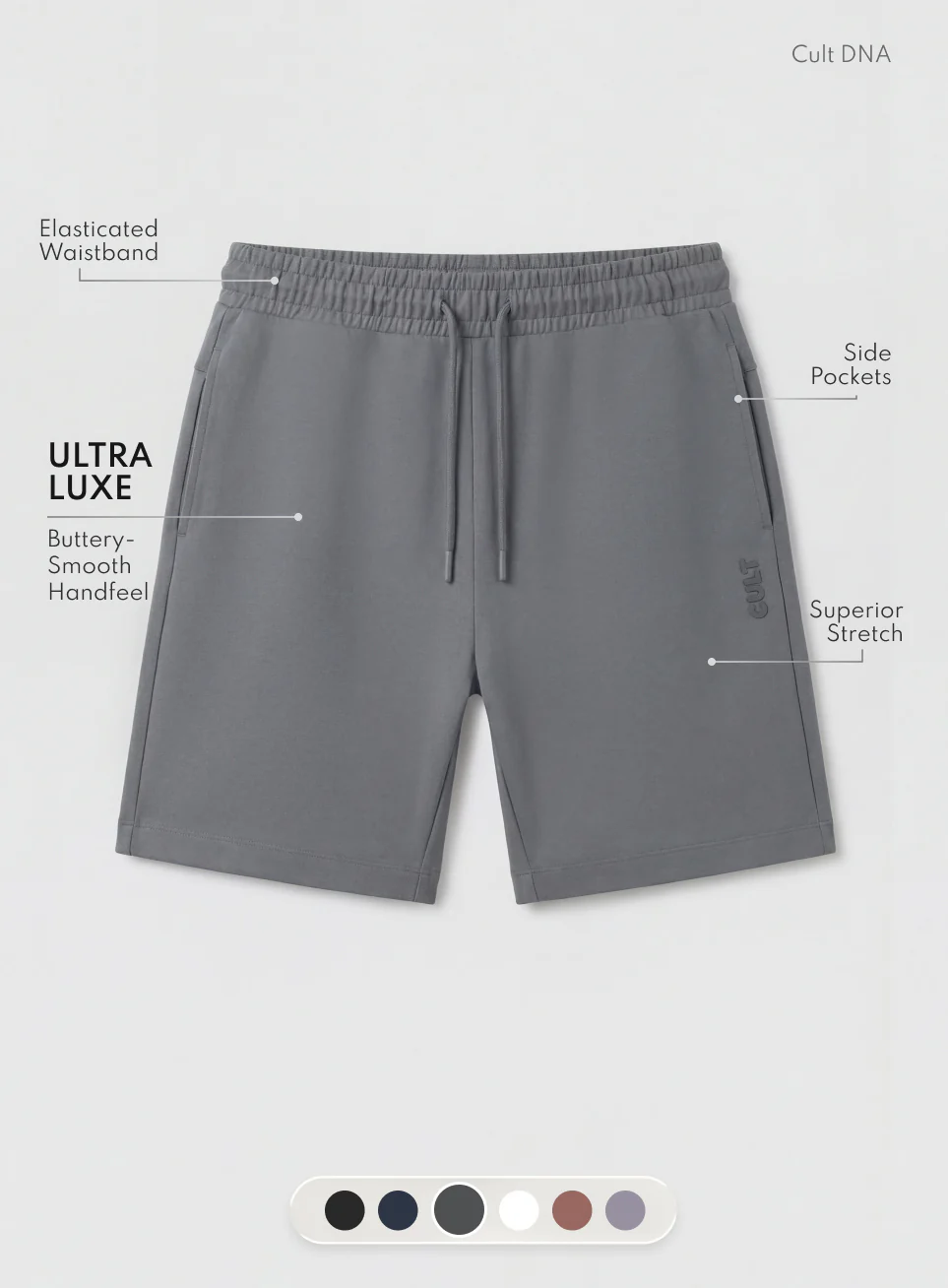 Men's Dark Grey Ultra Luxe Classic Shorts - Image 4