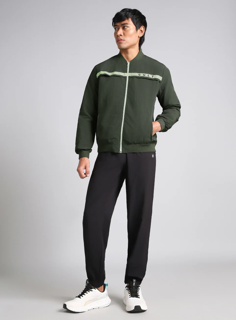 Men's Forest Green Bomber Jacket - Image 2