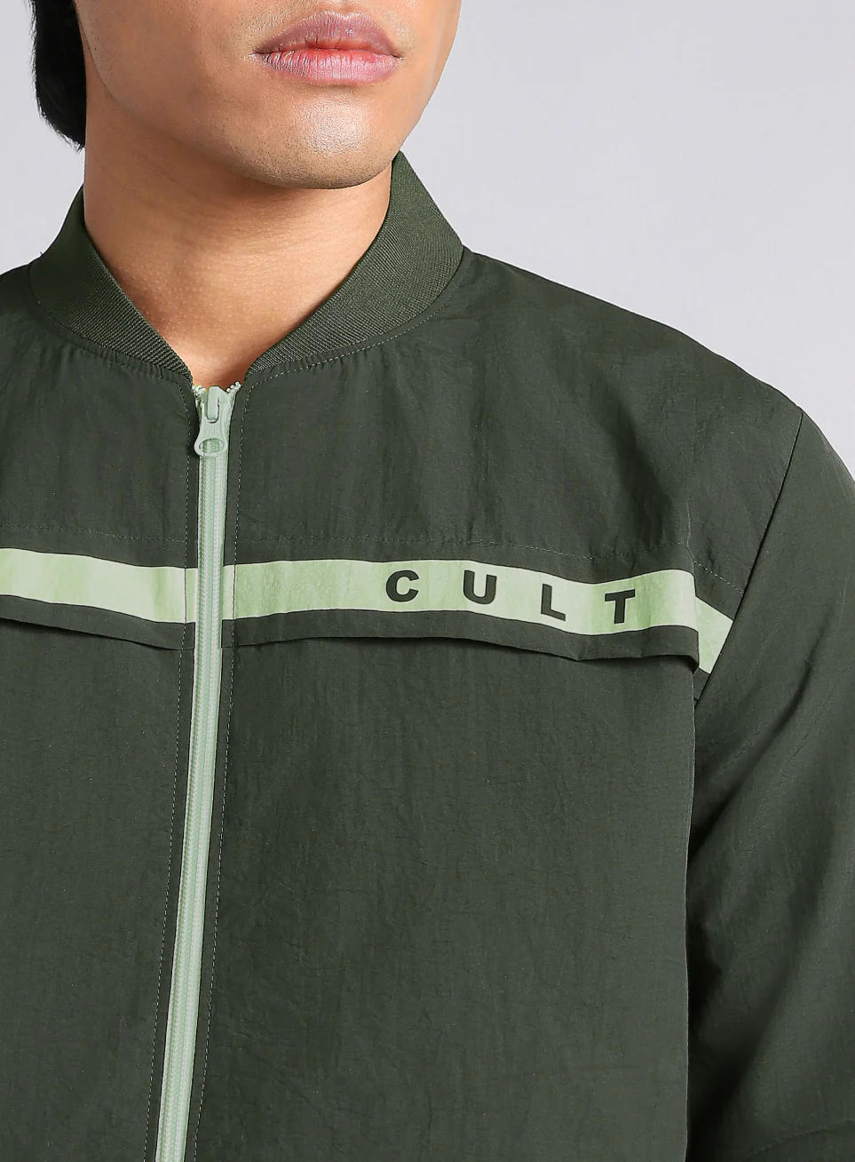 Men's Forest Green Bomber Jacket - Image 7