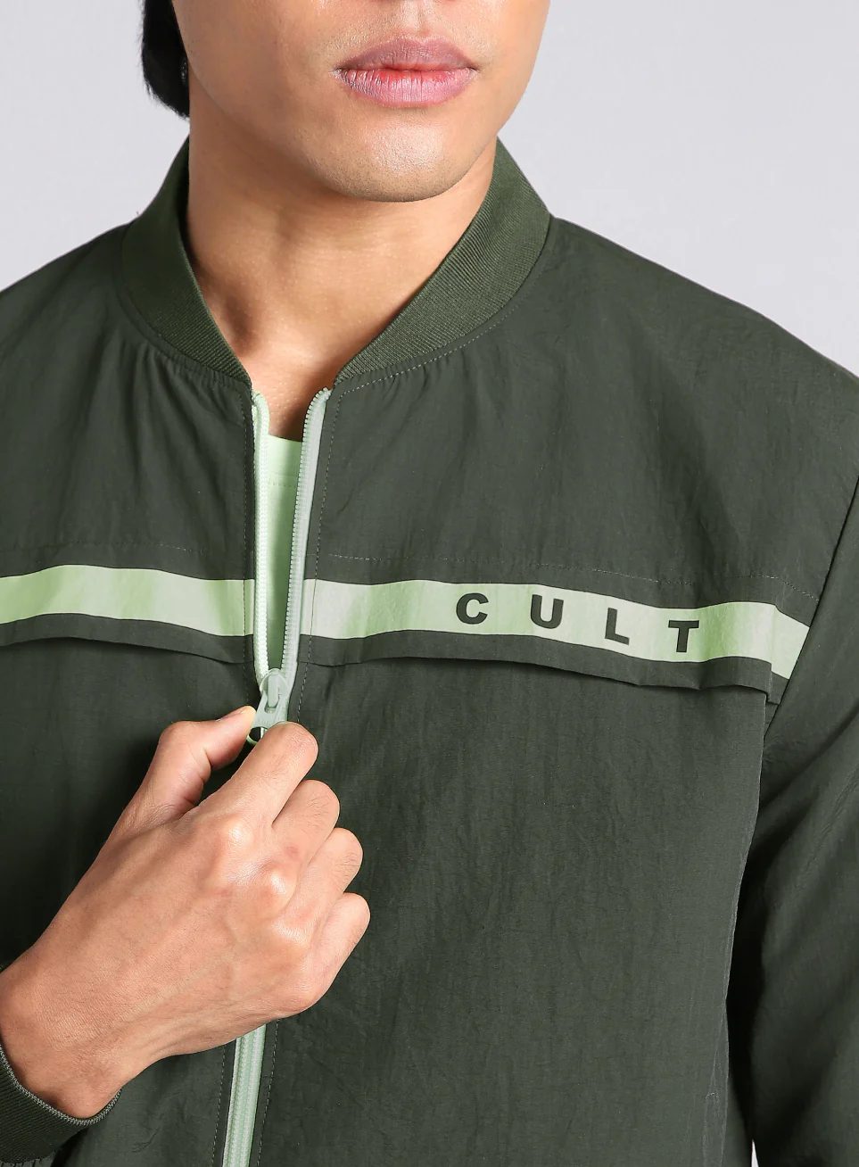 Men's Forest Green Bomber Jacket - Image 8