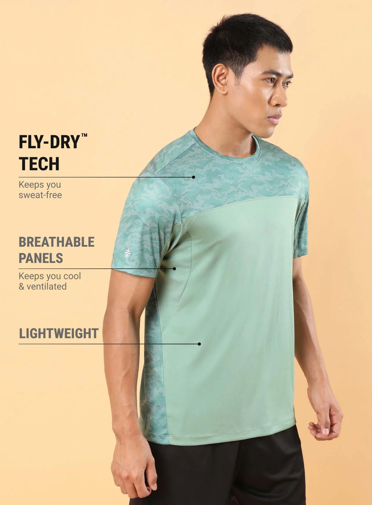 Men's Green Advance Play Active T-shirt - Image 5