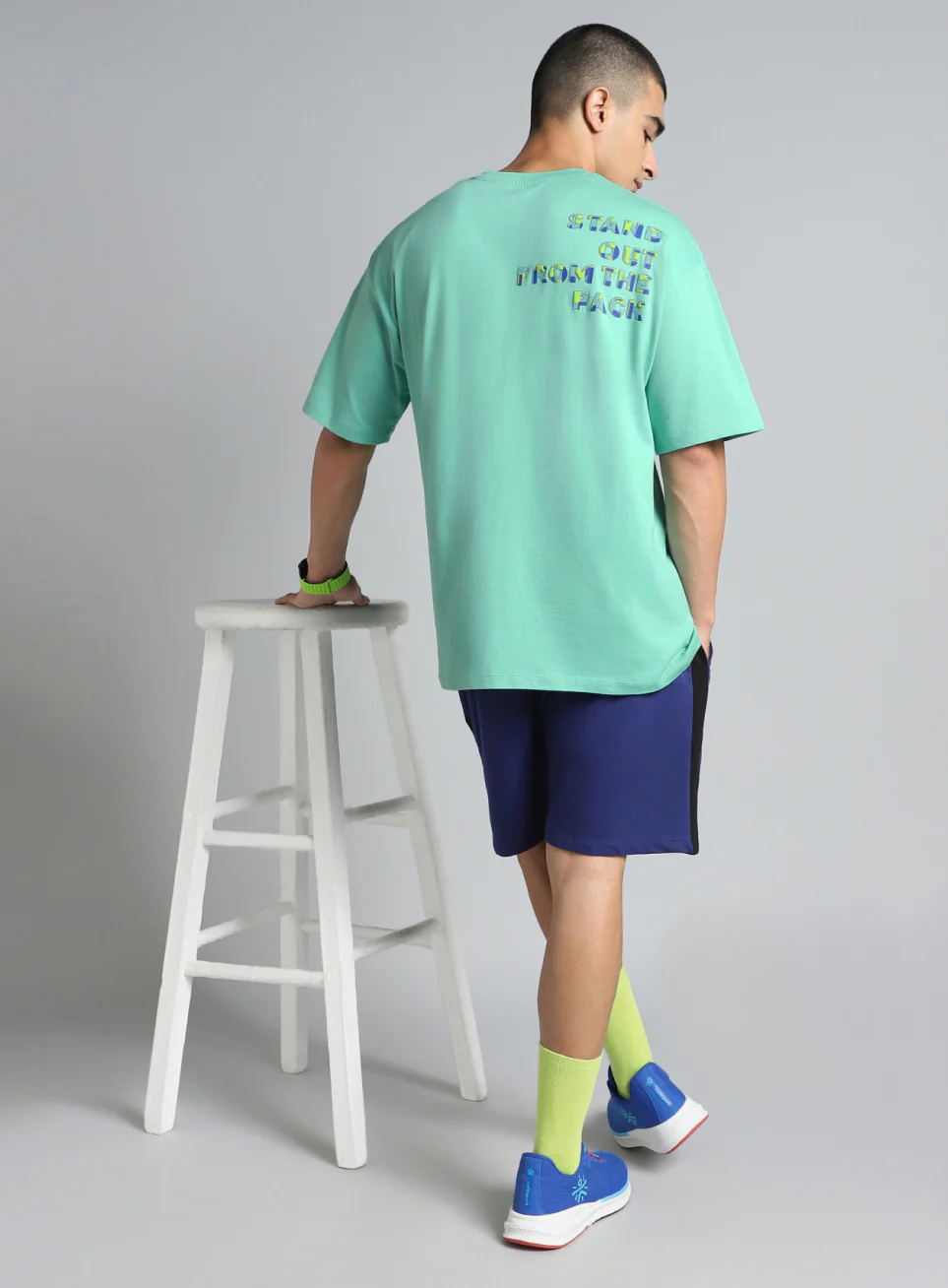 Men's Green Cult Graphic Oversized Fit T-shirt - Image 3