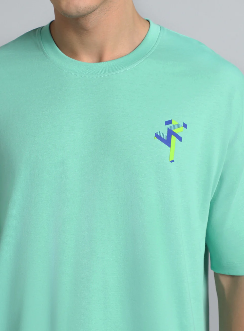 Men's Green Cult Graphic Oversized Fit T-shirt - Image 7