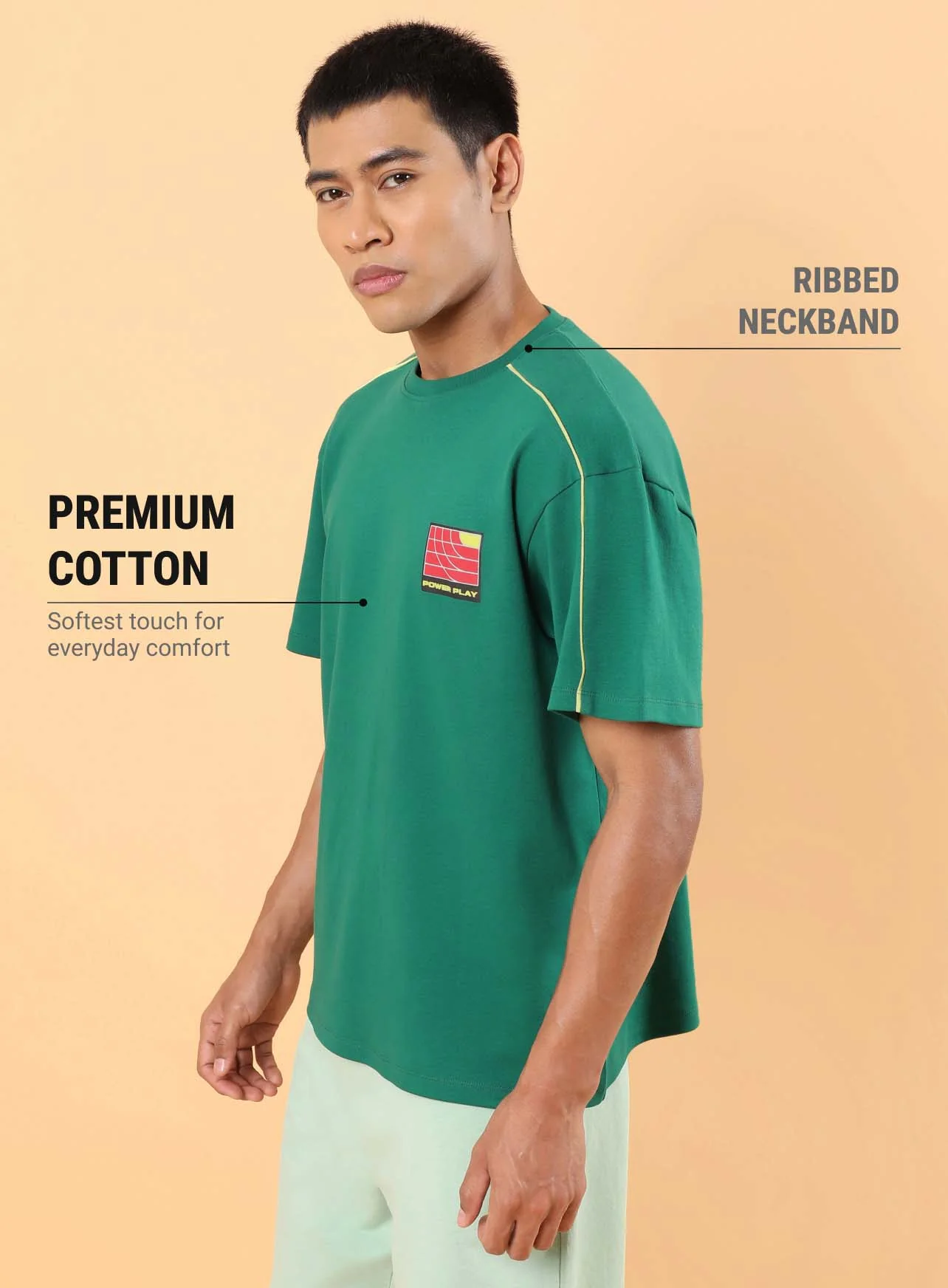Men's Green Power Play Relaxed fit T-shirt - Image 5