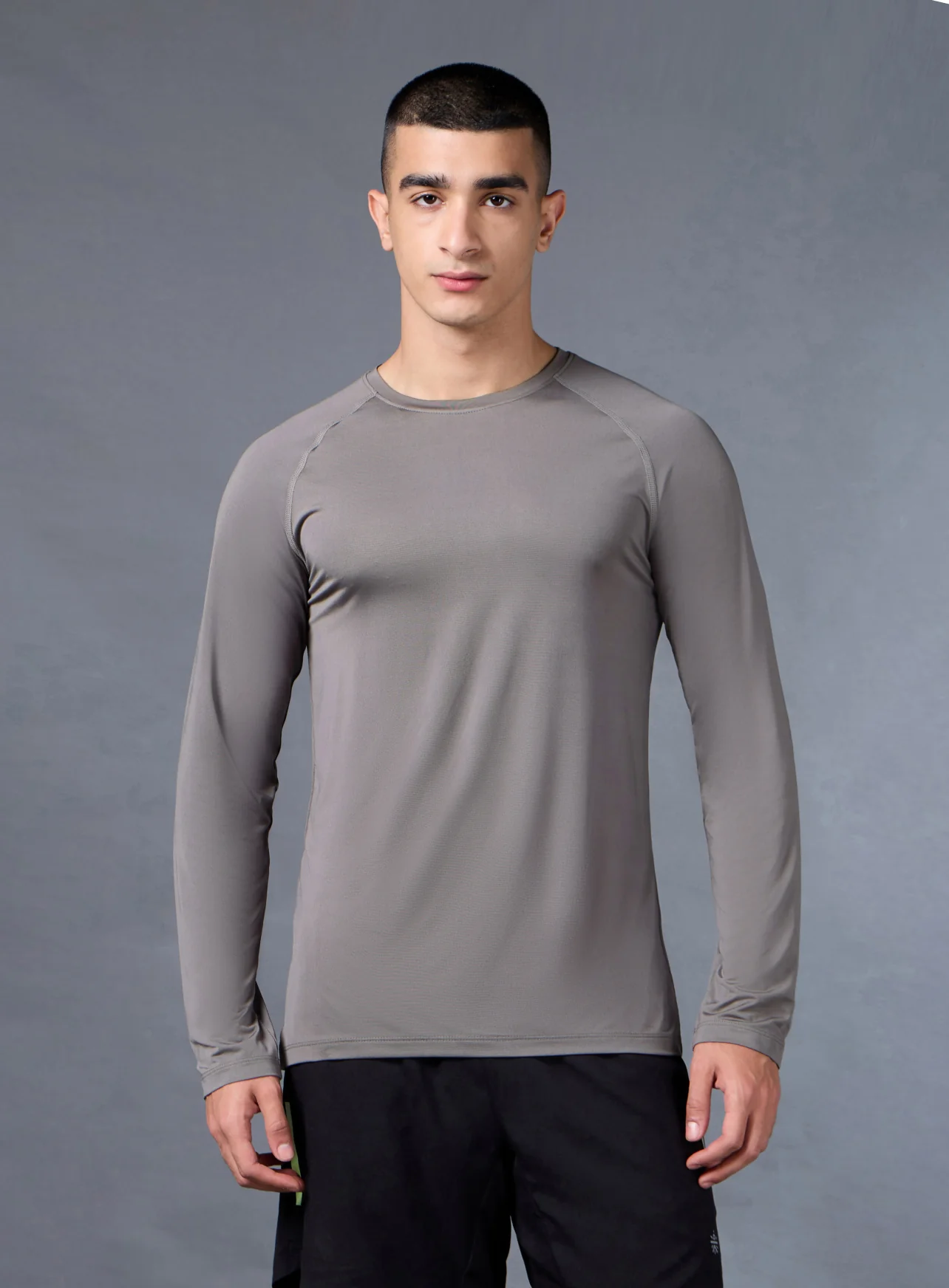 Men's Grey Base Layer Run Full Sleeve Slim Fit T-shirt - Image 4