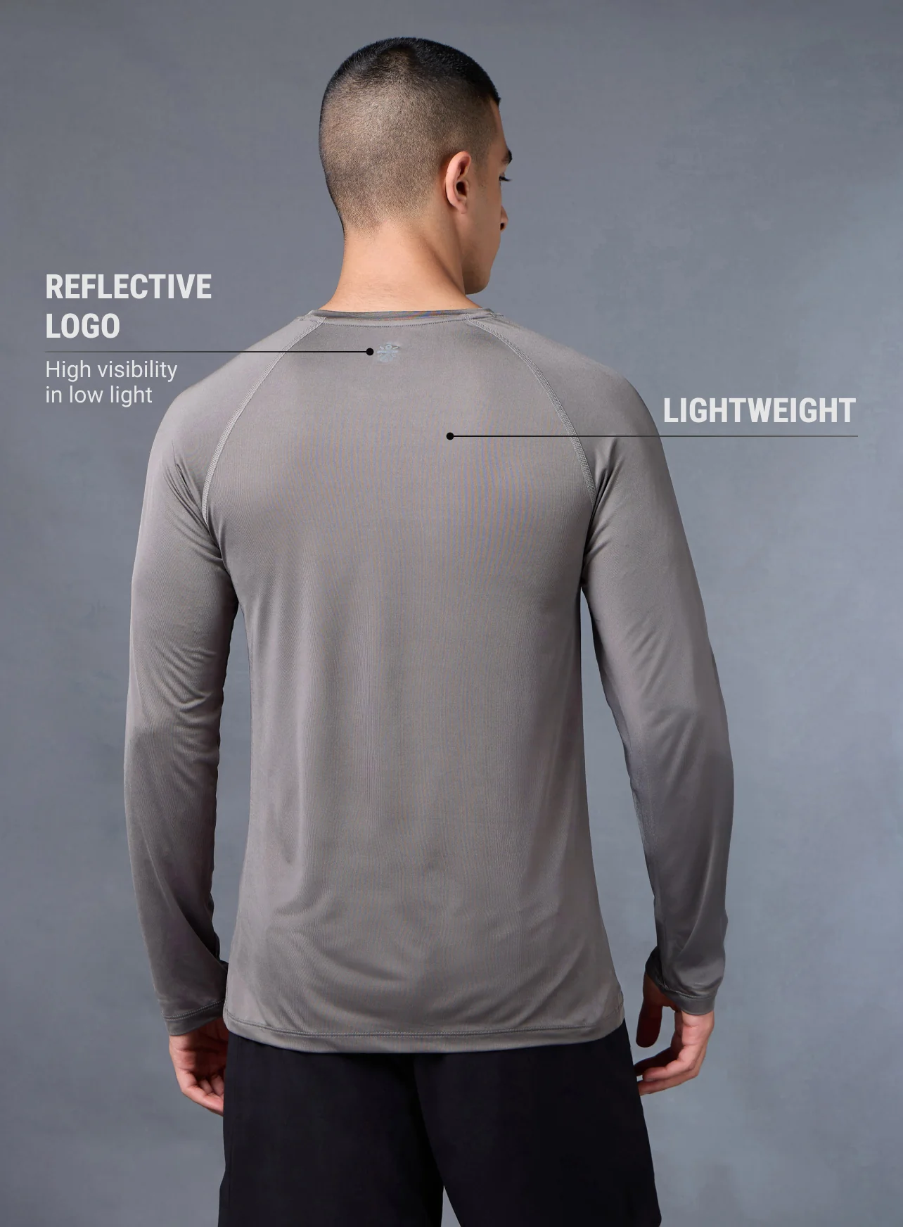 Men's Grey Base Layer Run Full Sleeve Slim Fit T-shirt - Image 6