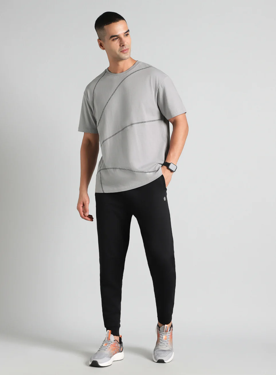 Men's Grey Basketball Imprint Relaxed Fit T-shirt - Image 2