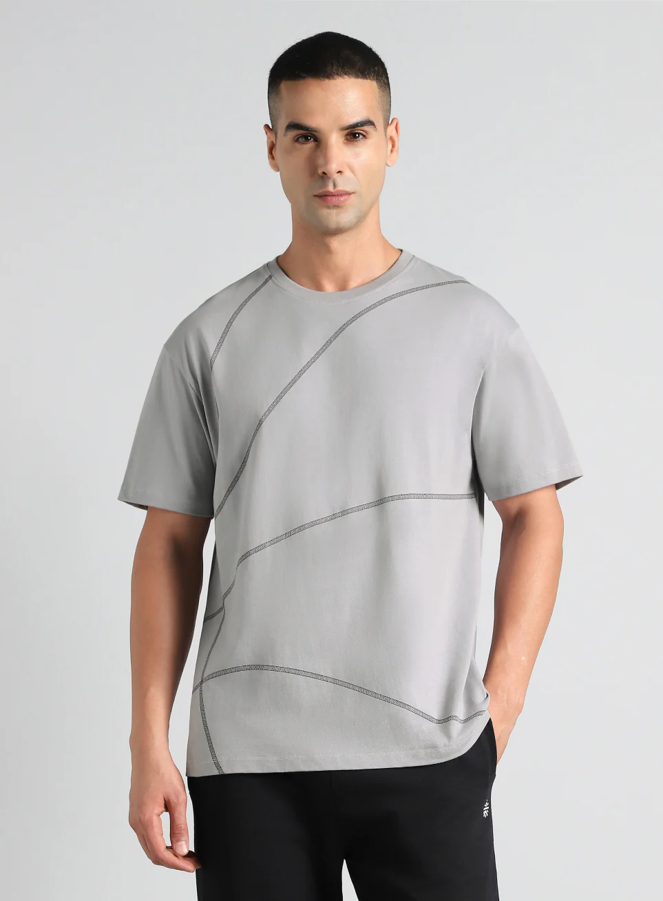 Men's Grey Basketball Imprint Relaxed Fit T-shirt - Image 4