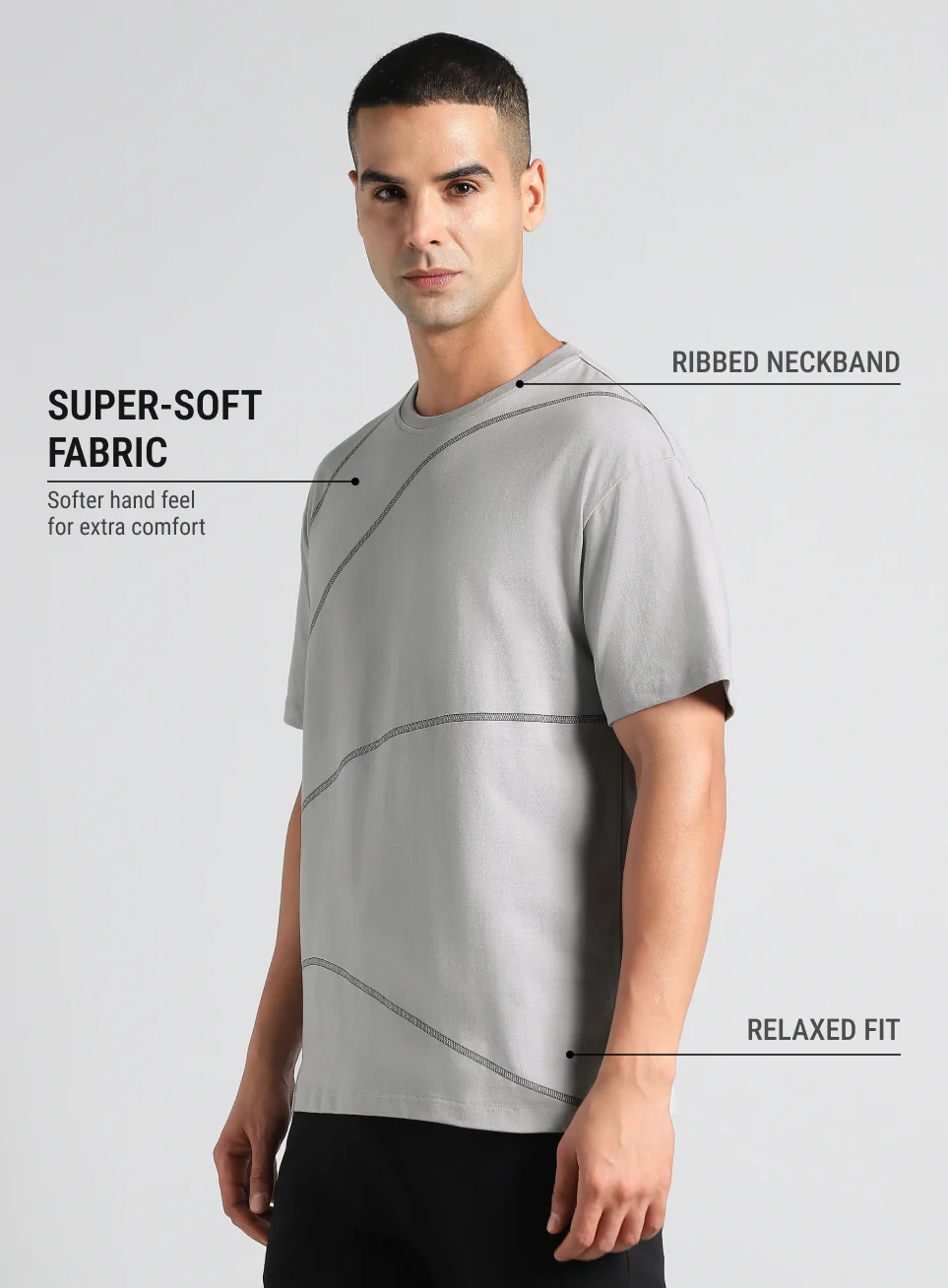 Men's Grey Basketball Imprint Relaxed Fit T-shirt - Image 5