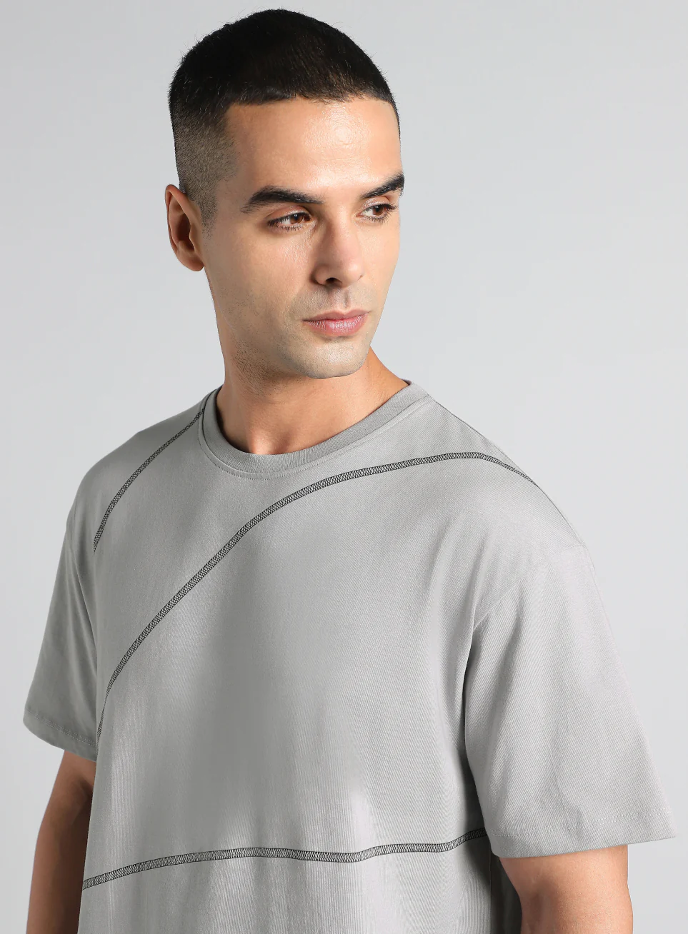 Men's Grey Basketball Imprint Relaxed Fit T-shirt - Image 7