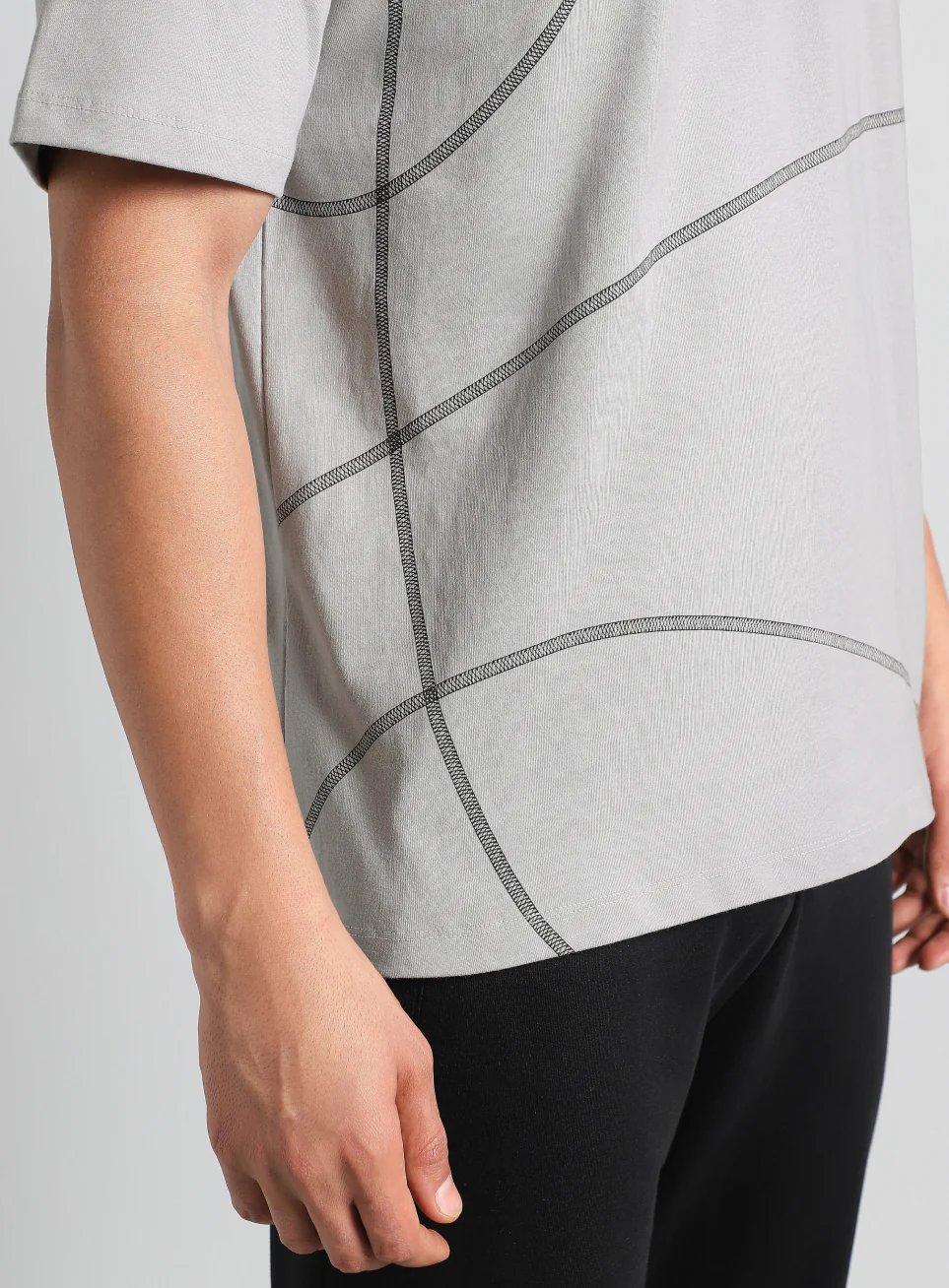 Men's Grey Basketball Imprint Relaxed Fit T-shirt - Image 8