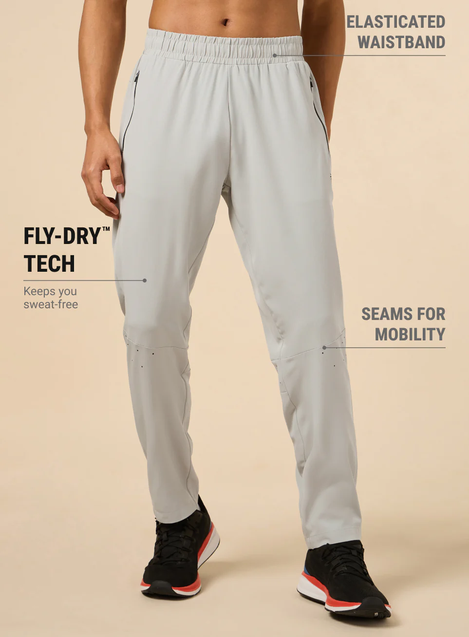 Men's Grey High Flex Training Performance Pants - Image 4