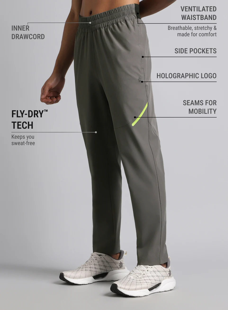 Men's Grey Hyper Move Training Trackpants - Image 5