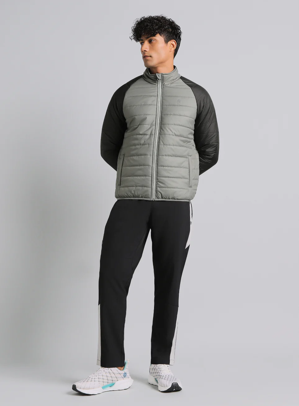 Men's Grey Multicolor Puffer Jacket - Image 2