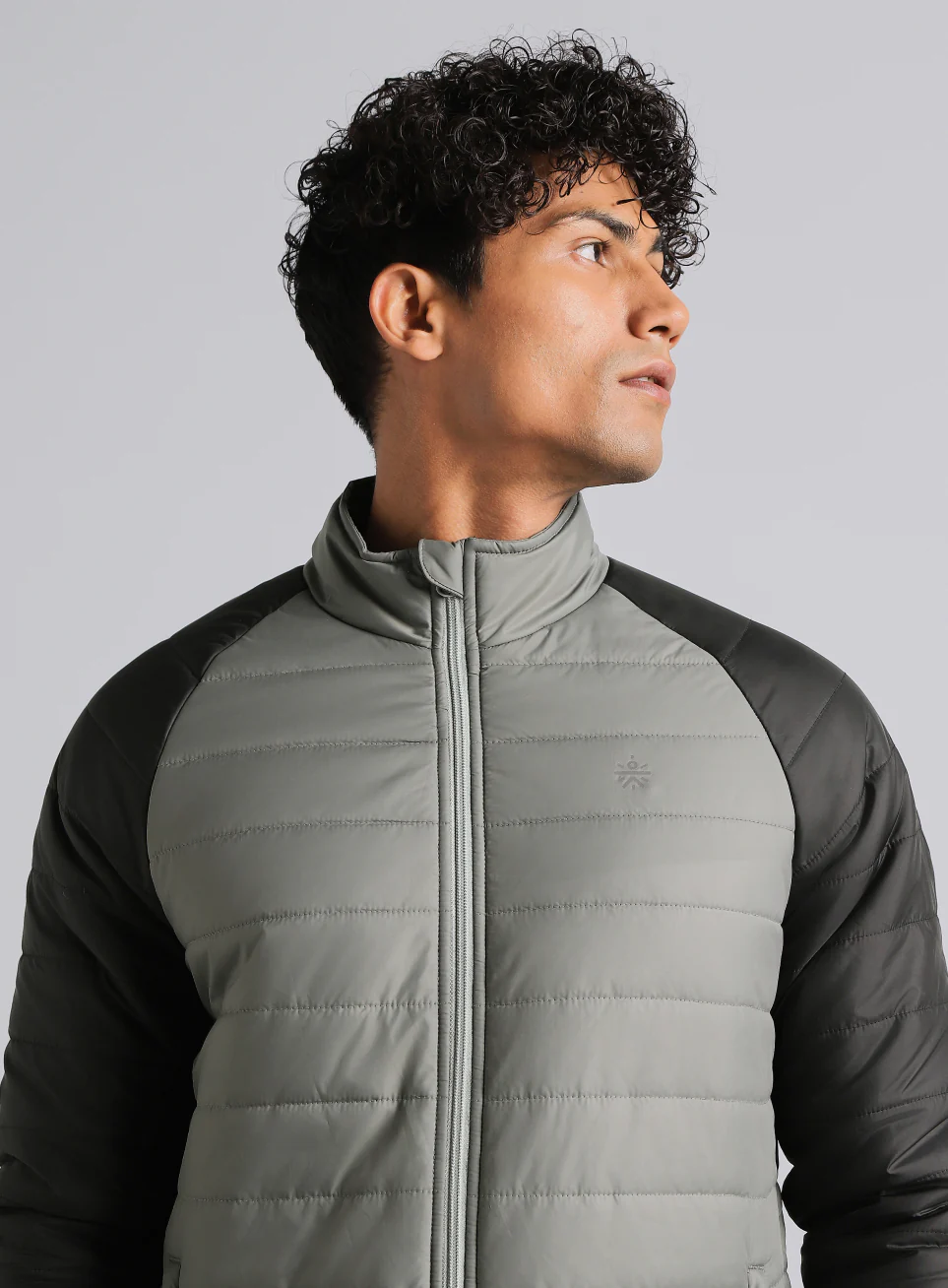 Men's Grey Multicolor Puffer Jacket - Image 7