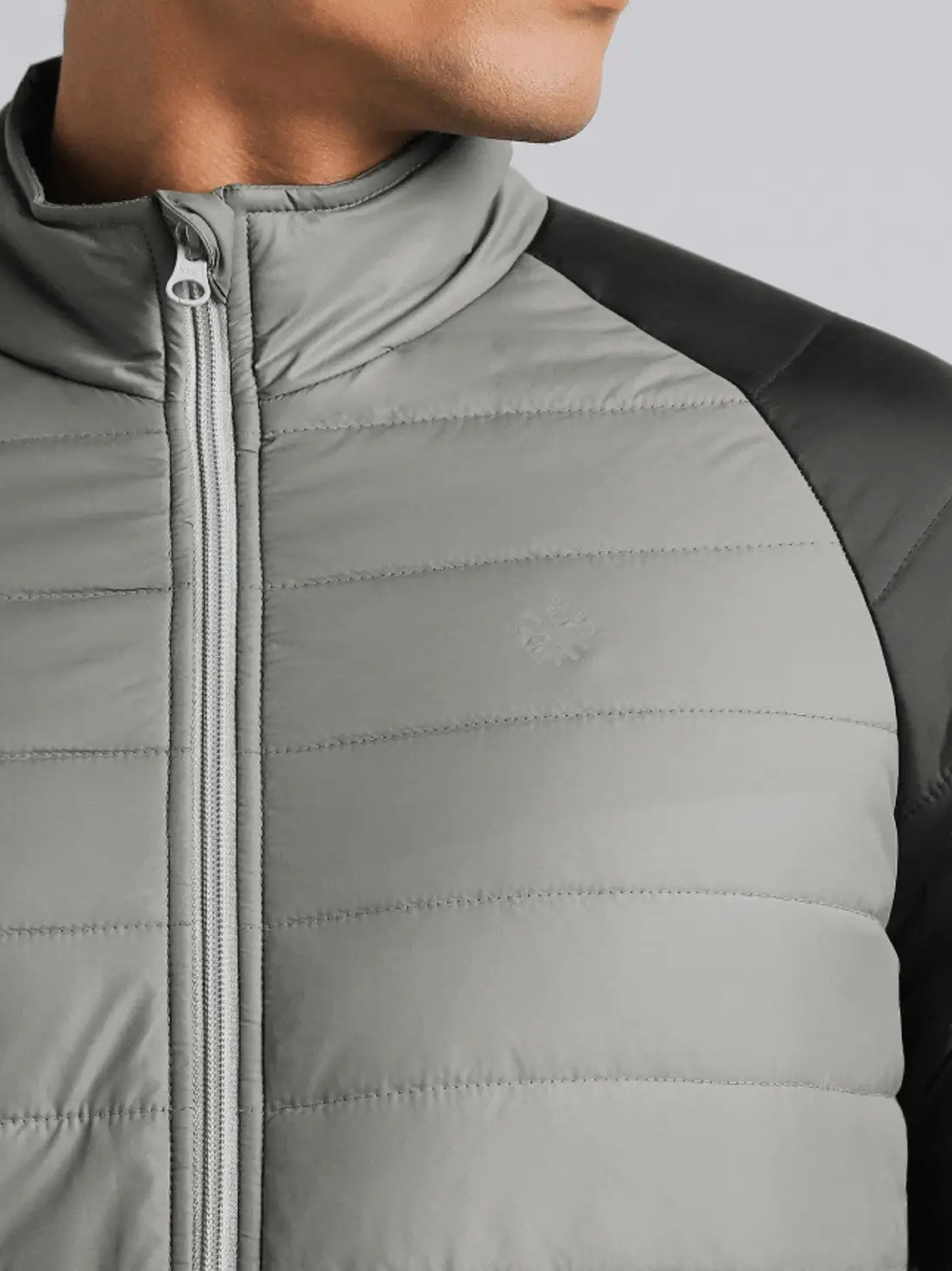 Men's Grey Multicolor Puffer Jacket - Image 9