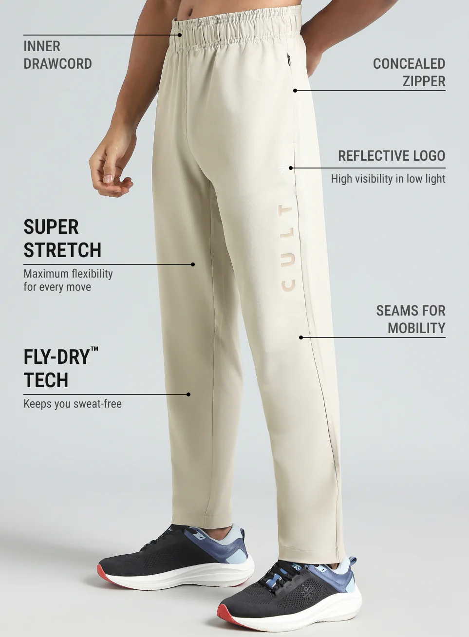 Men's L.Grey Pace Up Running Trackpants - Image 5