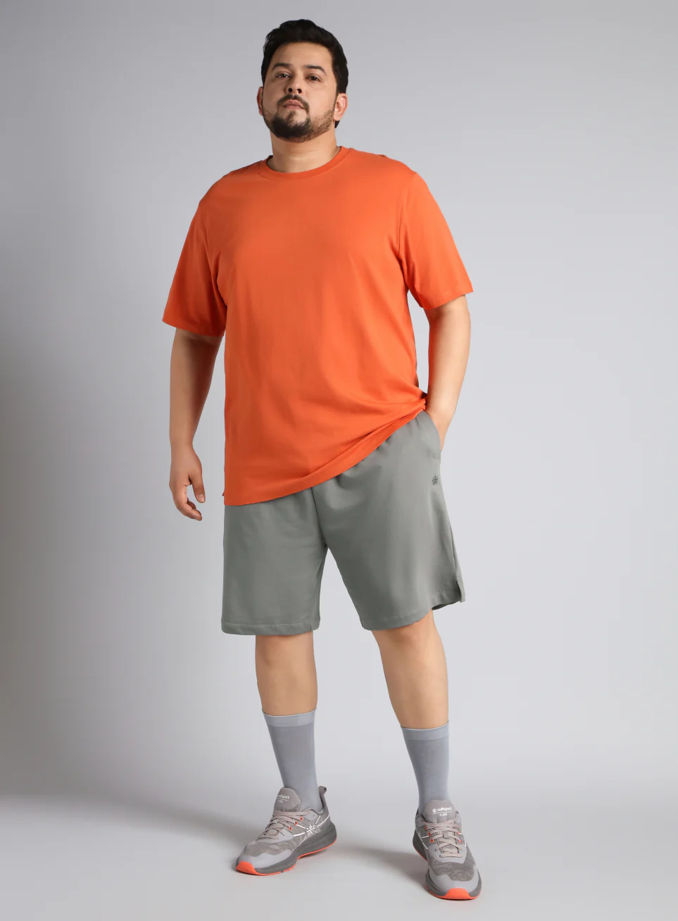 Men's Grey Plus Size Training Essential Shorts - Image 3