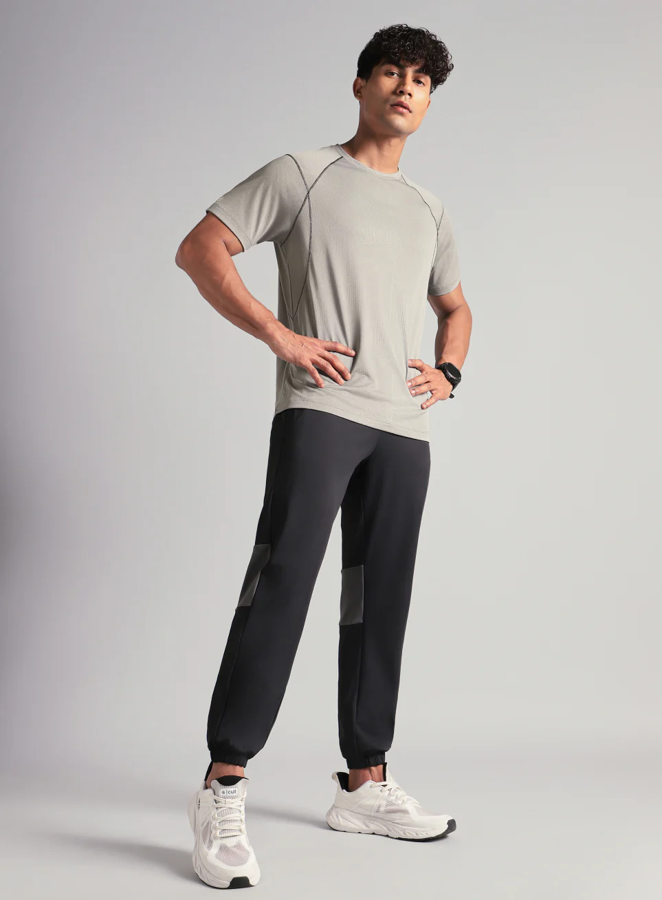 Men's Grey Power Training Sculpted T-shirt - Image 2