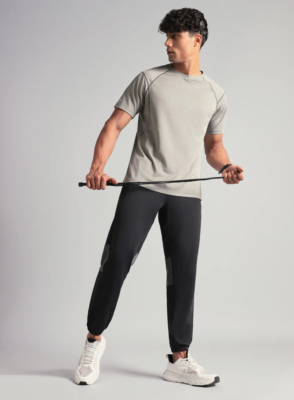 Men's Grey Power Training Sculpted T-shirt - Image 3